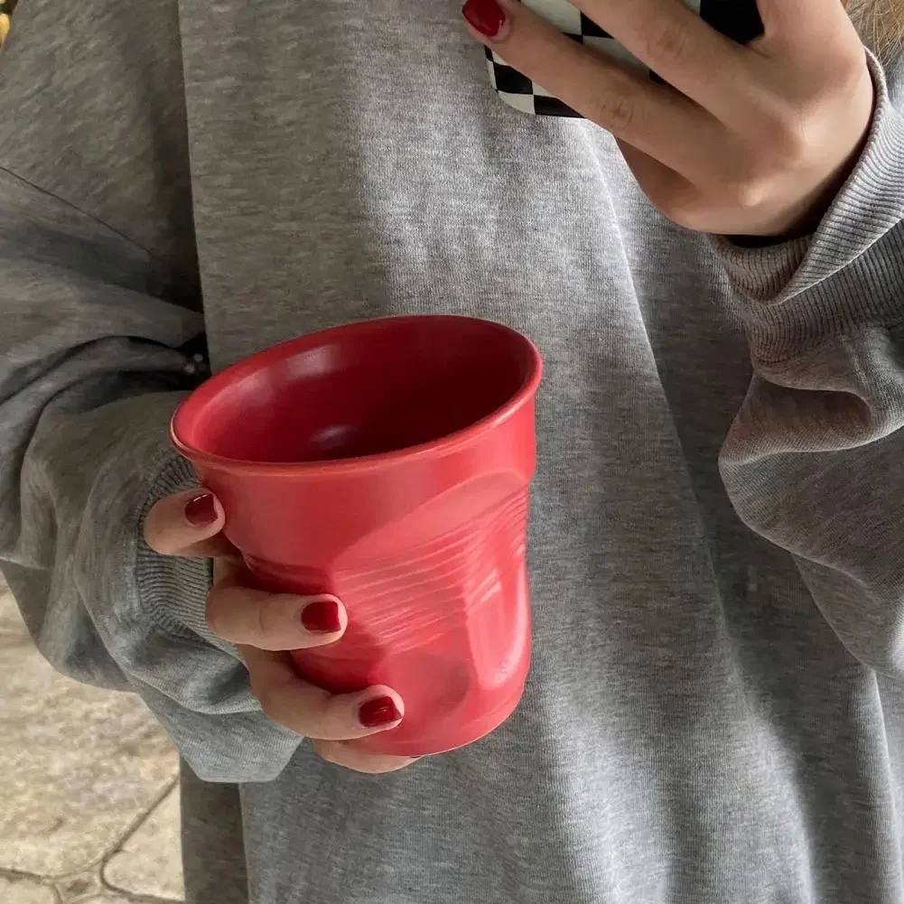 Water Cup Milk Mug Irregular Shape Tumbler Cup Coffee Mug Beer Ceramic Wrinkle Cup Drinkware Рюмки Для Водки Пивная Кружка