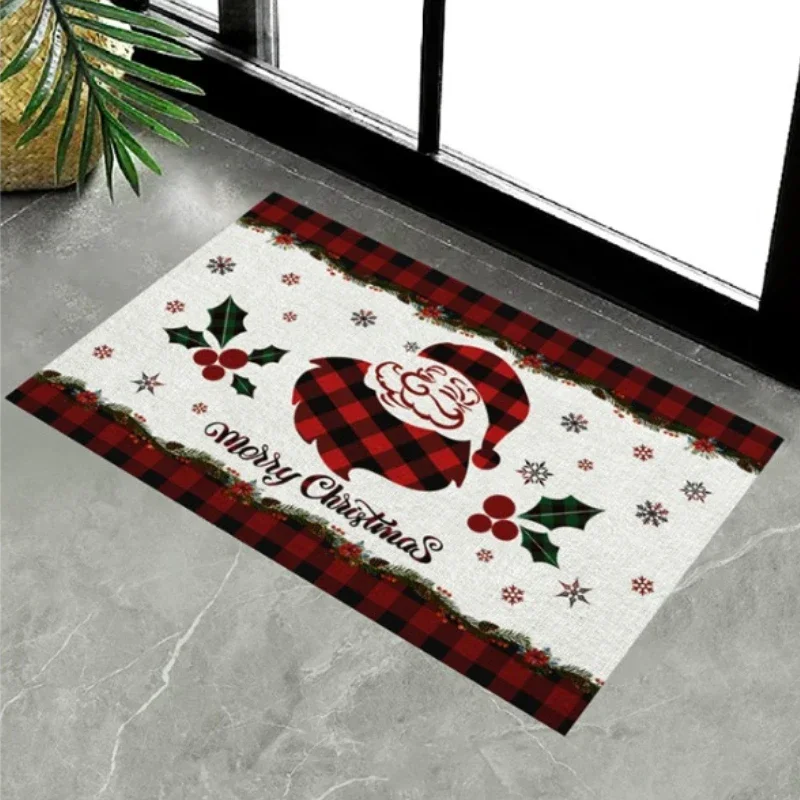 

Christmas Door Mat Christmas Decorations Santa Snowman Non-Slip Entrance Door Rugs for Indoor Outdoor Bathroom Kitchen