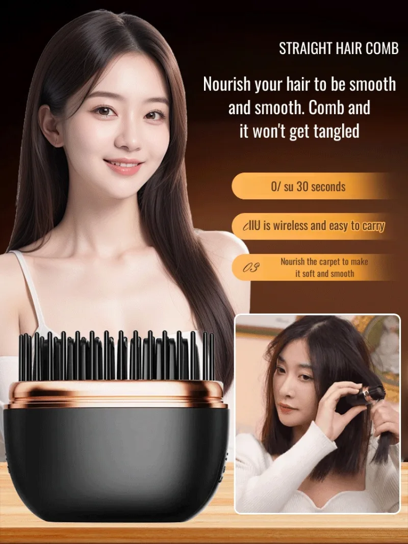 Mini Hair Straightening Comb Wireless Charging Portable Multifunctional Hair Care Not Hurt Hair Styling Comb Hair Straightener