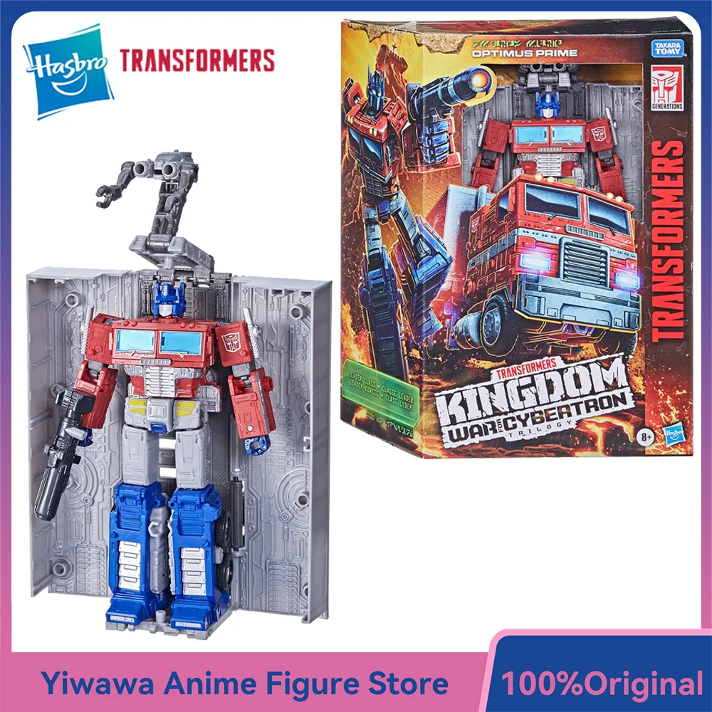 [En stock] Hasbro Transformers War for Cybertron Kingdom Optimus Prime 18cm Leader Class Anime figura de acción Robot modelo Juguetes