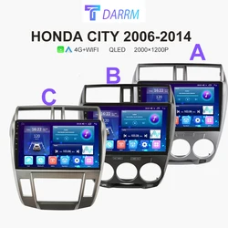 Android 12 Car Radio Multimedia with Frames for HONDA CITY 2006-2014 LHD Video Player GPS Navigation 4G Carplay Head Unit 2 Din
