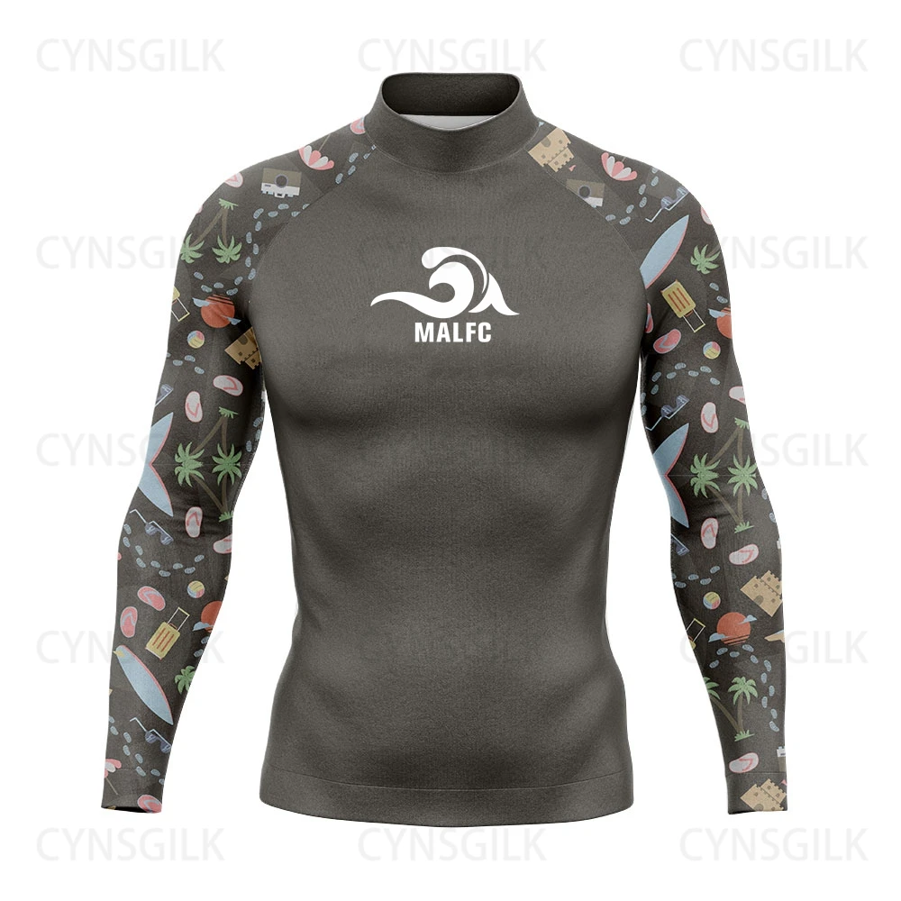 MALFC Rash guard for men Surfing Clothes Swimsuit Rashguard Surf Wear UPF 50 Water Sport Long Sleeve T-shirt Swimwear snorkeling