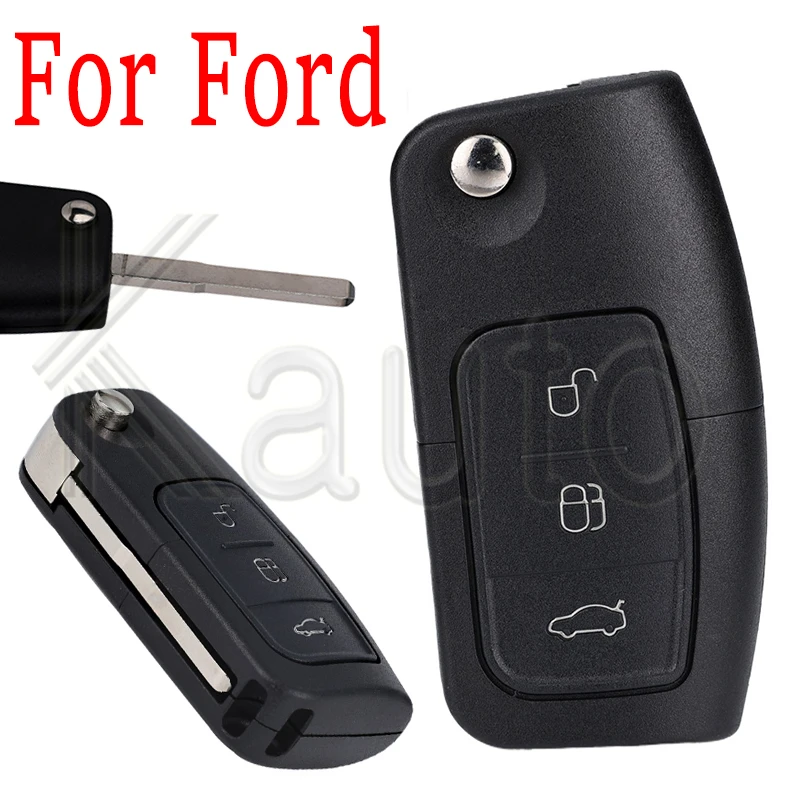 Car Key Shell Remote Fob Case  for Ford Focus 2 3 Mondeo Fiesta Galaxy C-MAX S C Max 3 Buttons Flip Folding Key 2011 2010