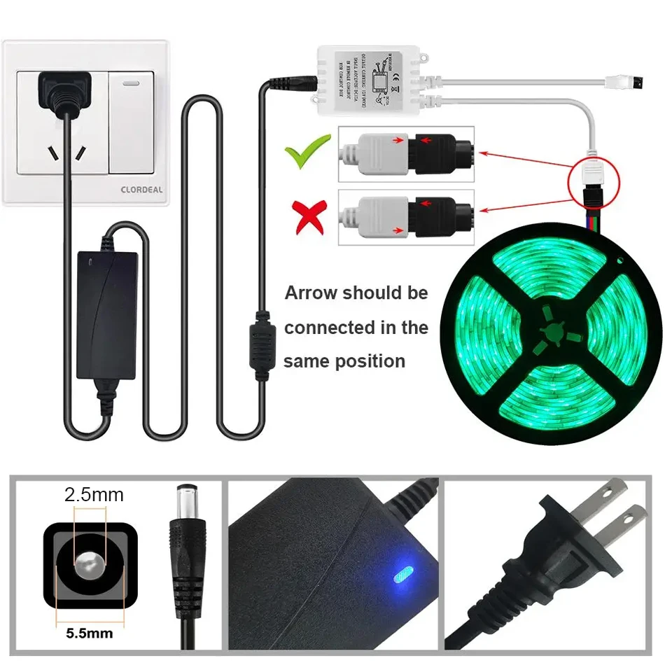 LED Strip Adapter With Wireless RGB Controller DC12V 5A Power Supply IR Remote Control For RGB Diode Tape Flexible Ribbon Light