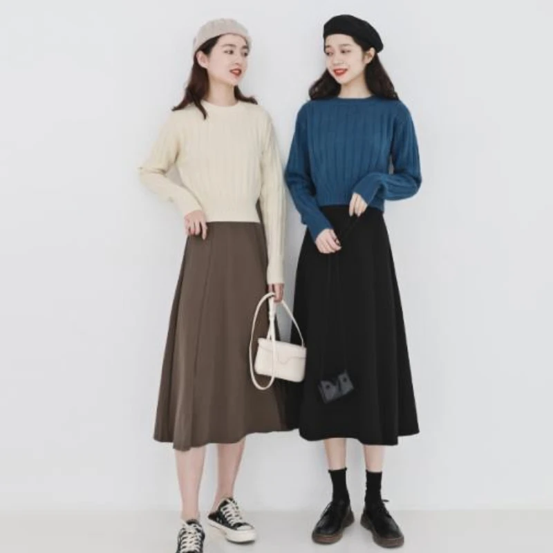 Knit Cropped Sweaters Women Simple Solid Loose Chic Cozy Leisure All-match Streetwear Students Ulzzang Harajuku Y2k Ins Fashion