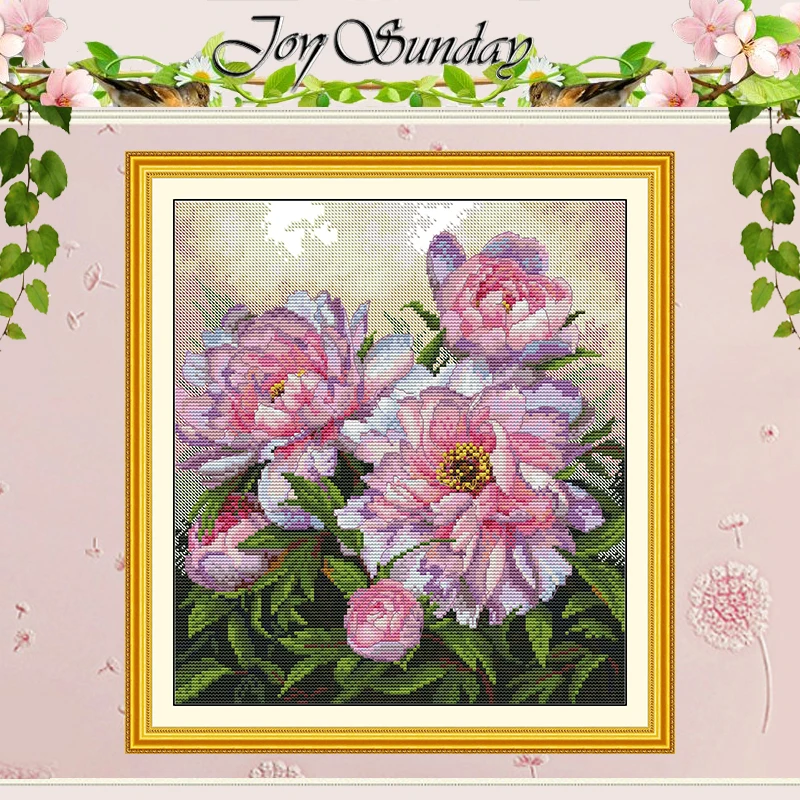 

Peony Patterns Counted Flower Cross Stitch Set DIY 11CT 14CT 16CT Stamped DMC Cross-stitch Kit Embroidery Needlework Home Decor