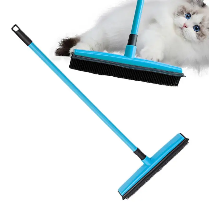 

Rubber Push Broom Multi-Surface Cleaner Brush For Fur Dog Hair Lint Cleaning Broom With Squeegee Edge Carpet Hair Rake For