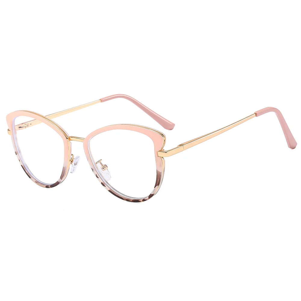 Cat Eye Optical Eyeglasses Frames For Women Designer Luxury Fashion Metal Eyewear Anti Blue Light Computer Eye Protection Glass