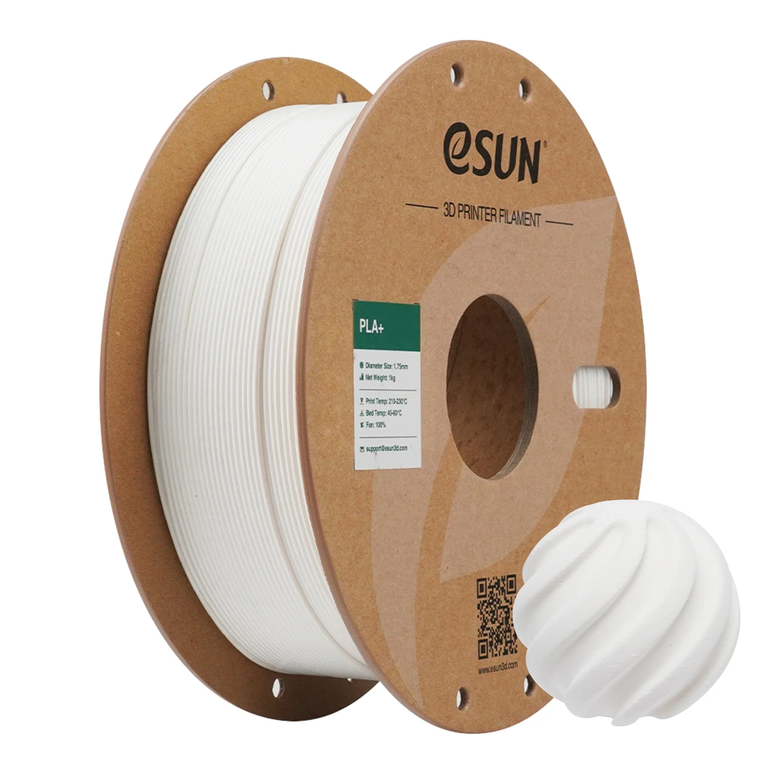 ESUN PLA+ 3D-printfilamenten 1kg PLA+ 1,75mm +/-0,02mm Kromvormingsvrij 3D-printfilament Netjes gewikkeld filament Vacuümverpakking Snelle verzending