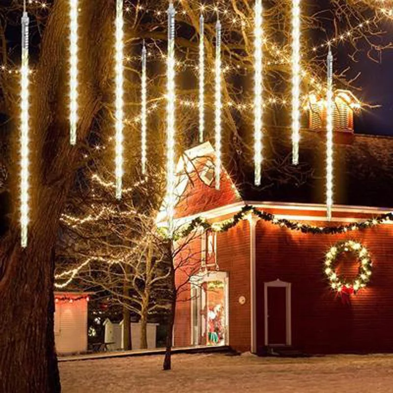 LED Meteor Shower Rain Lights USB Plug Falling Raindrop Fairy String Light for Christmas Holiday Party Patio Decor 30CM/50CM