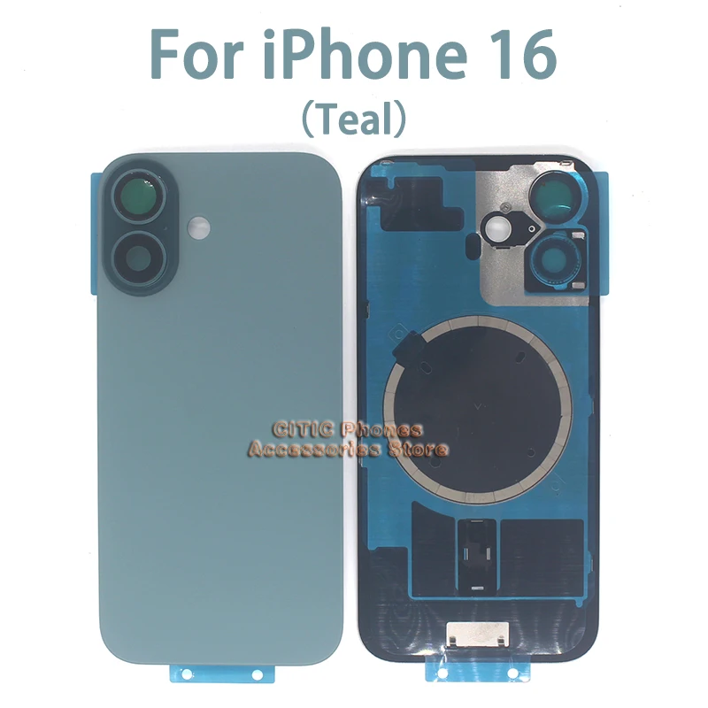 1Pcs-5Pcs （OEM）Back Glass With Steel Plate Replacement For iPhone 16 Original Colour Rear Cover Glass With Magnet