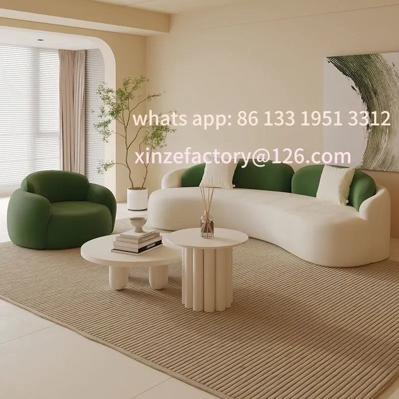 

Customizable clubhouse lounge area reception curved sofa combination small apartment living room guest sofa fabric sofa