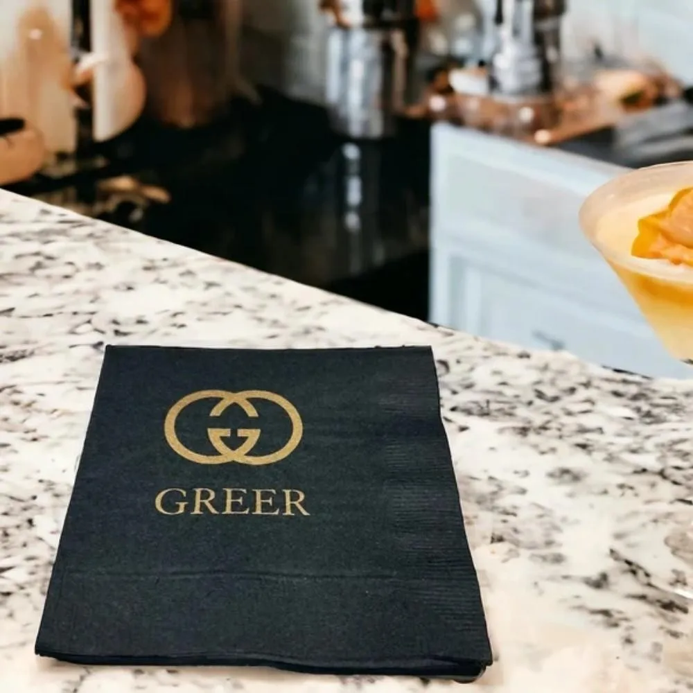 

Custom and Personalized Napkins for Weddings, Birthdays, Businesses and other Corporate Events Logo Design Artwork Napkins