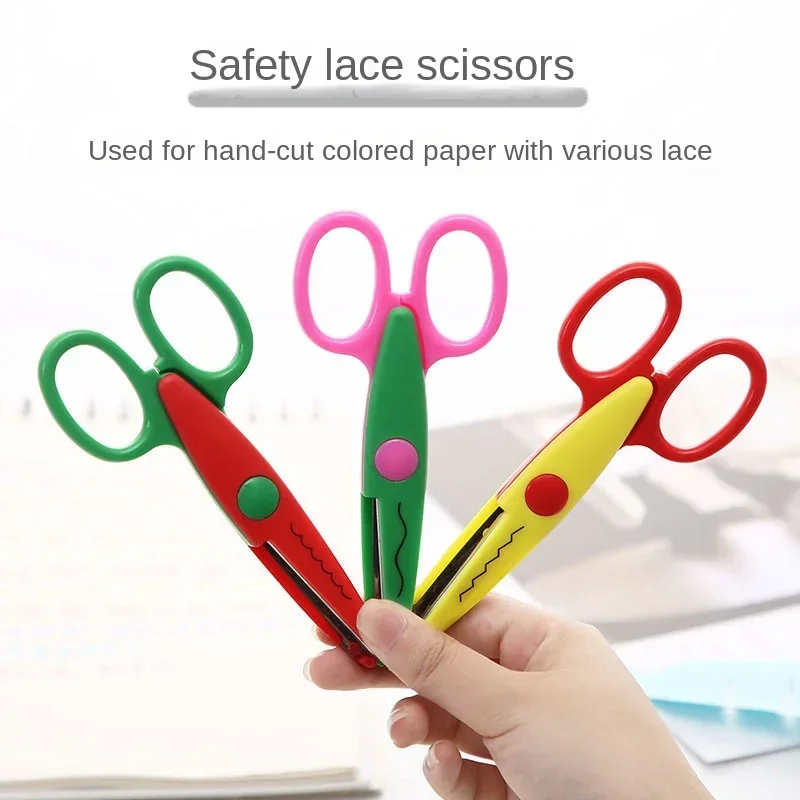 Children Kids Paper Craft Scissors 6 Cutting Patterns Curved Edges DIY Decorative Scissor For Scrapbook Album Photos