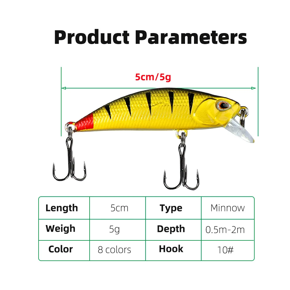 LHFSH Mini Minnow 5cm – Señuelo duro para trucha, lubina y carpa - imagen 2