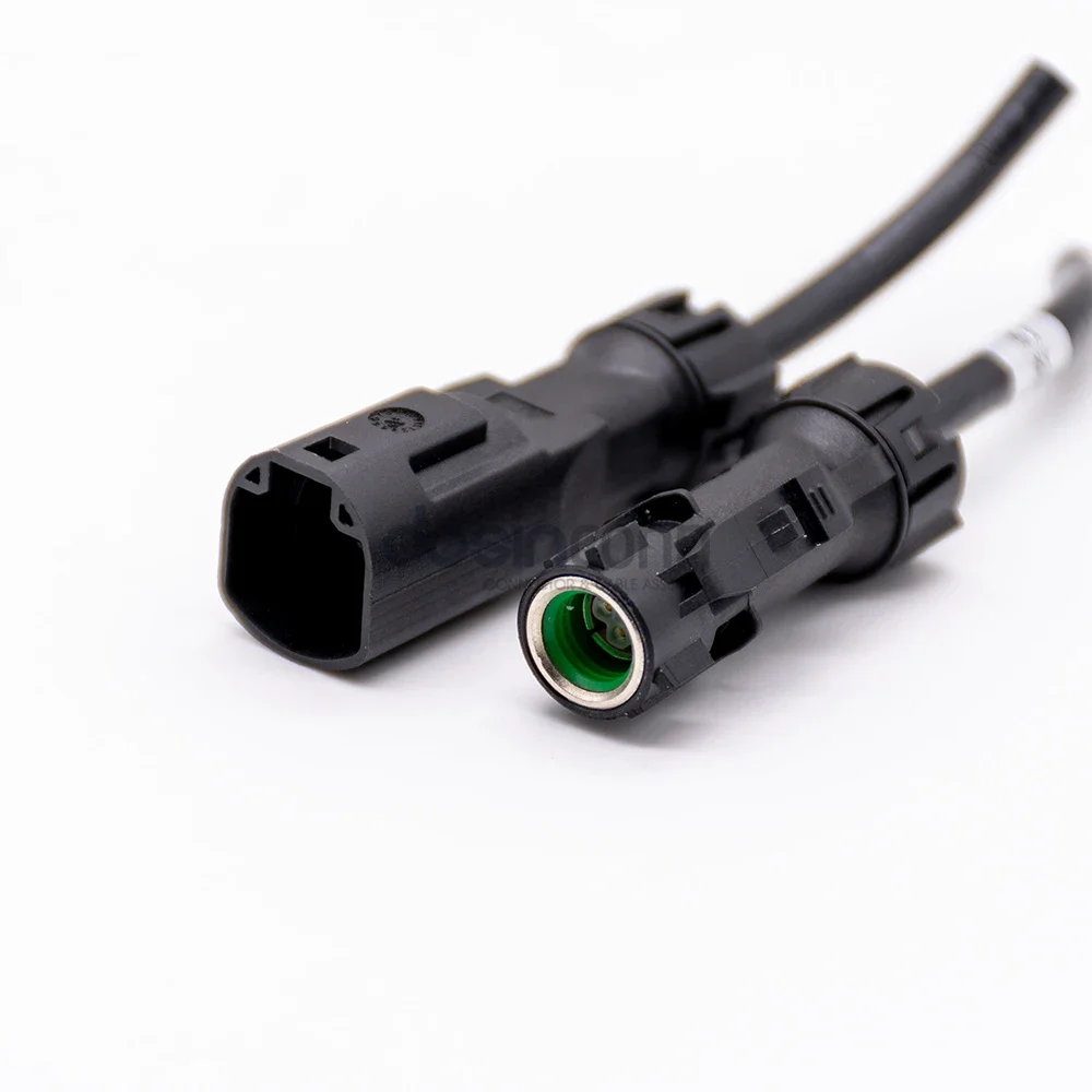 Waterproof HSD 4P A Black Male to Female Extension Cable, 50CM Vehicle Connector TV Signal