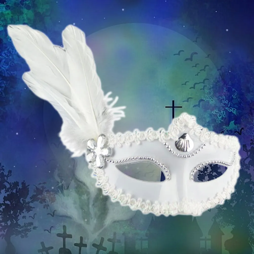 

Halloween Women Face Mask Masquerade Make Up Party Mask for Easter Party Festival Bar Costume Cosplay Accessory (White)