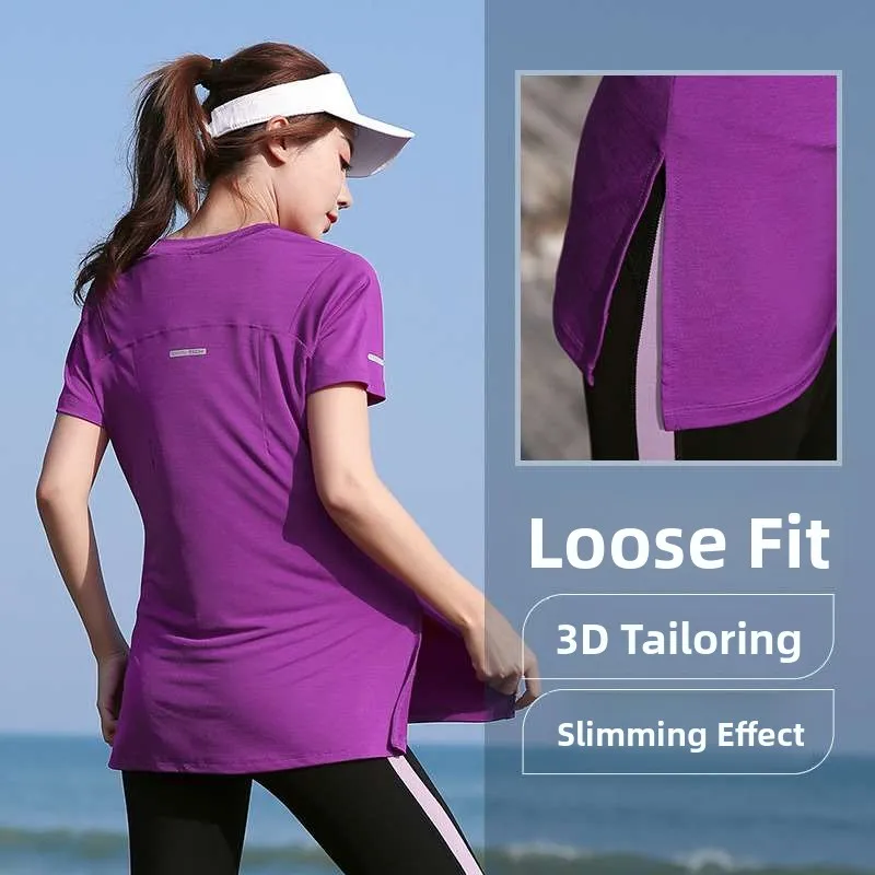 Quidry – t-shirt de Yoga pour femmes, vêtements de sport d'été, couleur Pure, autre matériau 00%, Collection printemps