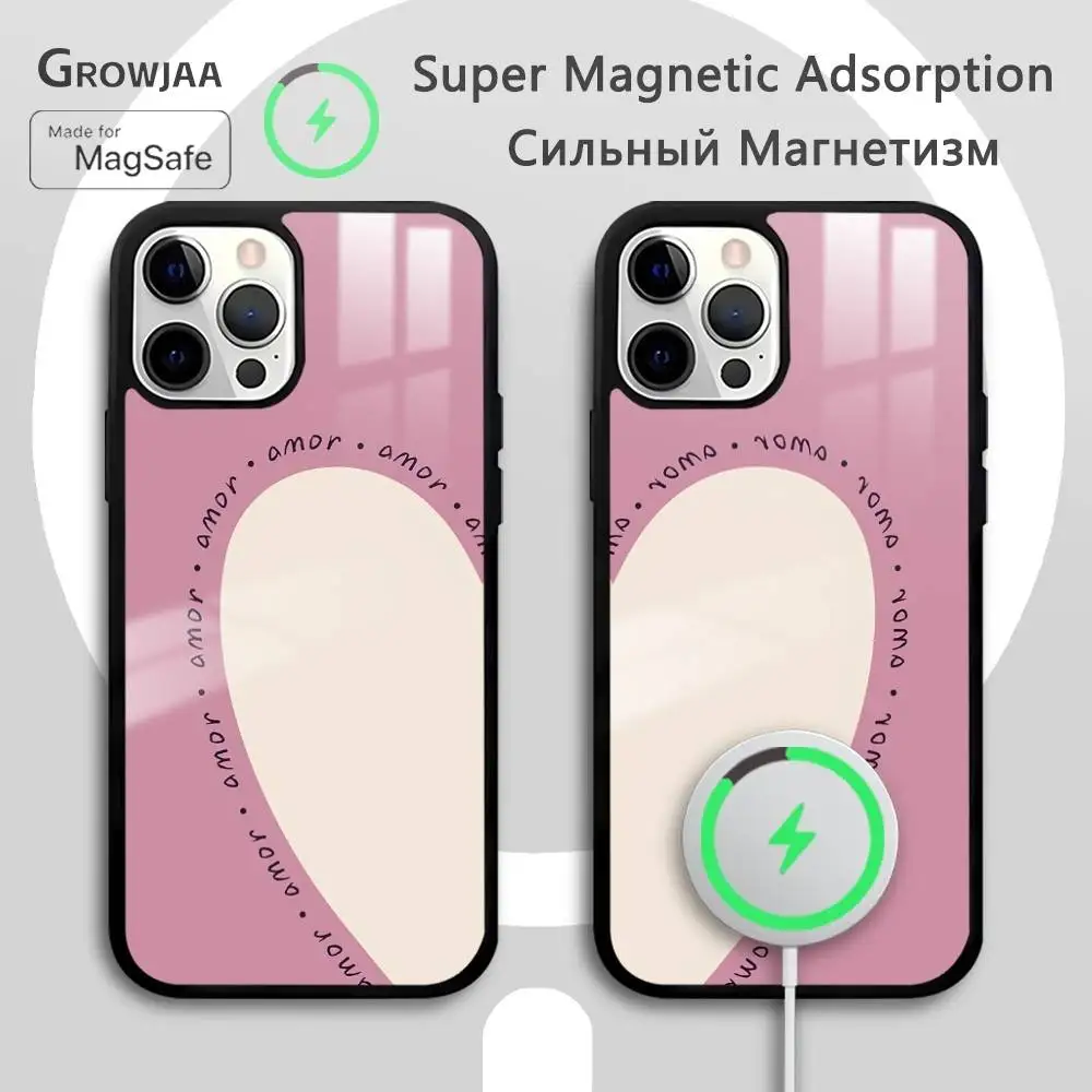 Love couple phone case for iPhone 17 16 15 14 13 12 11 Pro Max Plus Mini Magsafe Magnetic Wireless Mirror Funda