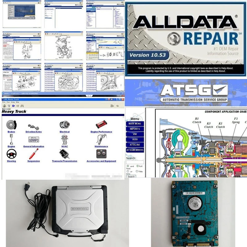 Alldata 10.53 M.itchell ondemand 2015 ATSG 2012 installed well on laptop CF31 I5 Toughbook 4G with 1TB Internal HDD hard-disk