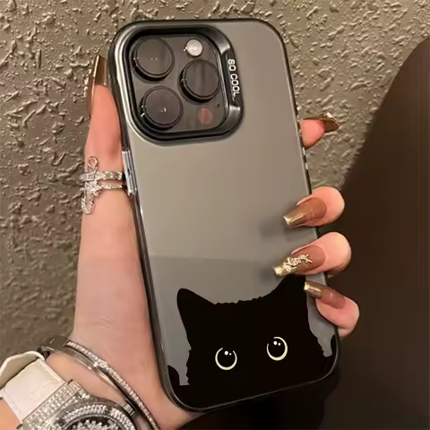 Cute Black Cat Phone Case For Samsung Galaxy S25 S24 S23 S22 S21 Plus FE S25 Ultra A35 A25 A34 A54 A53 A52 A36 A26 A55Cover