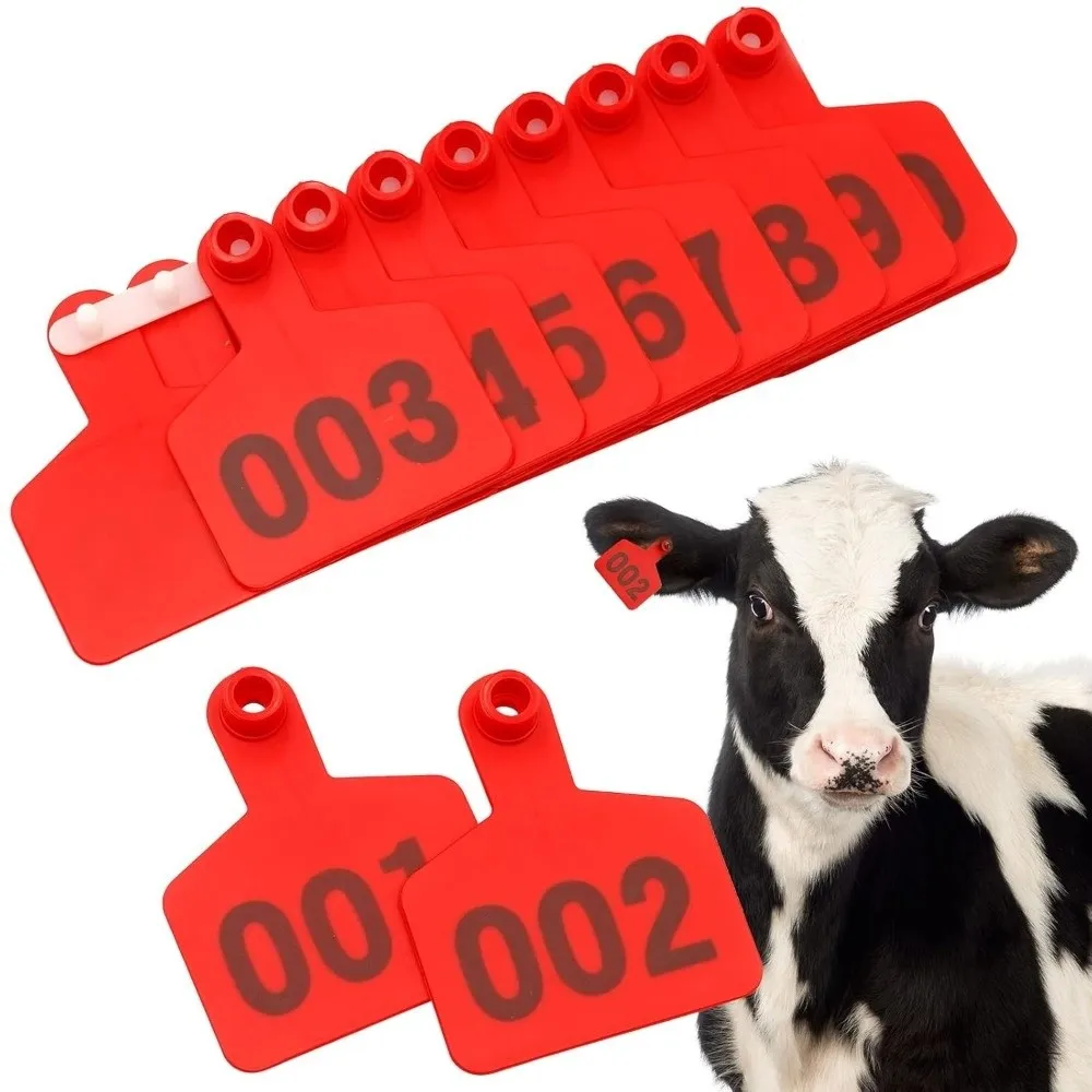 100Pcs 001-100 Numbers Cow Ear Tag Card Identification Durable Pig Sheep Ear Sign Practical Farm Equipment Cattle Ear Marker