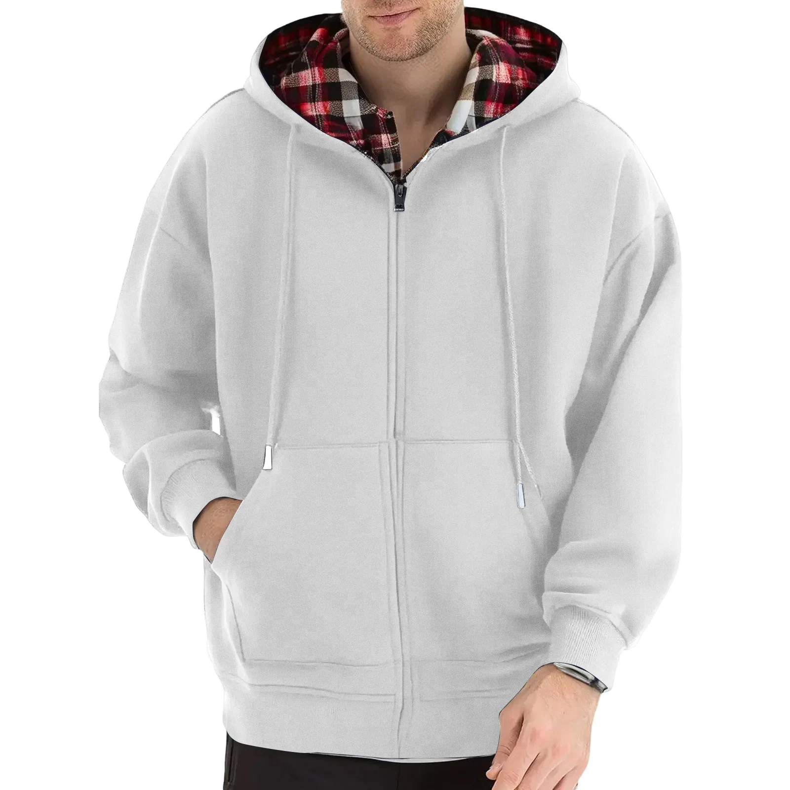 

Men's Thickened Hooded Open Sweatshirt Casual Long Sleeve Outerwear Shirt Loose Thickened Version Comfortable Casual Top