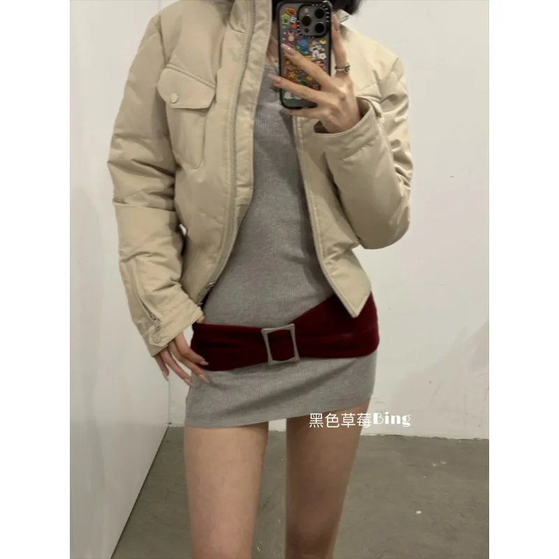 فستان نسائي محبوك ضيق من American Hottie للخريف والشتاء بلون سادة وتنورة قصيرة داخلية مع غطاء الورك #3