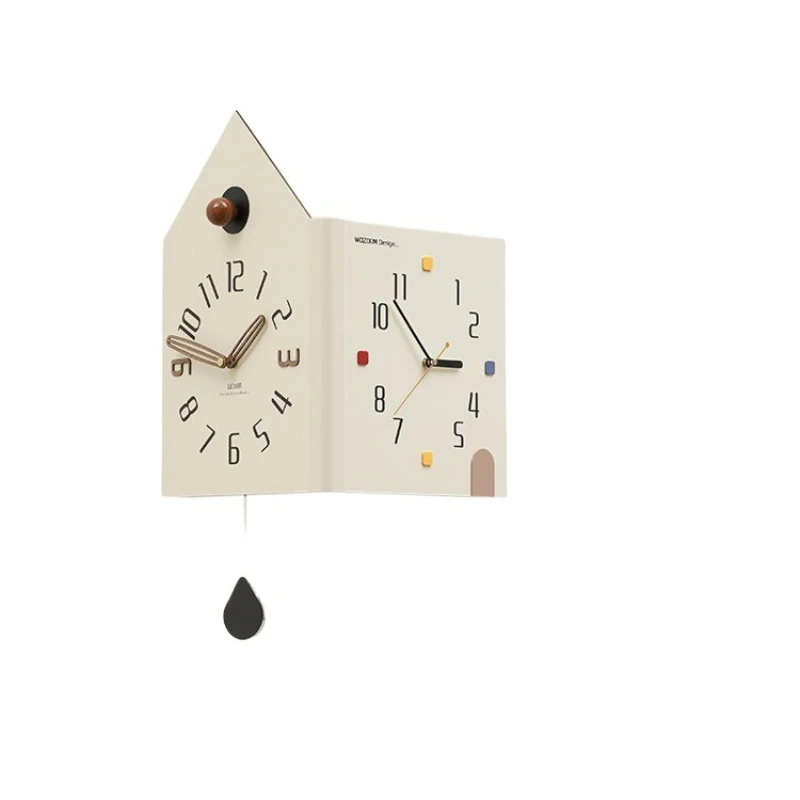 

No punching, modern simple double-sided wall-mounted clocks, creative corner wall clocks in the living room