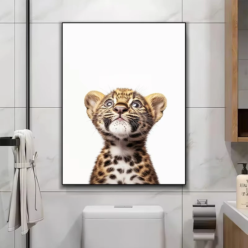 Minimalist Forest Animal Portrait Art Poster Nordic Bearded Dragon, Sheep, Bear, Leopard,  Canvas for Home Children's Room Decor
