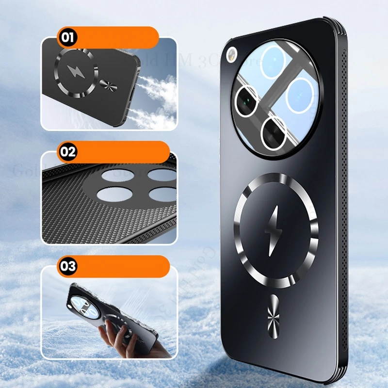 

Magnetic Shockproof Armor Cooling Case For Oppo Find X8S Plus X9 Pro For Magsafe Magsafing Cover Find X8 X7 Ultra Lens Protector