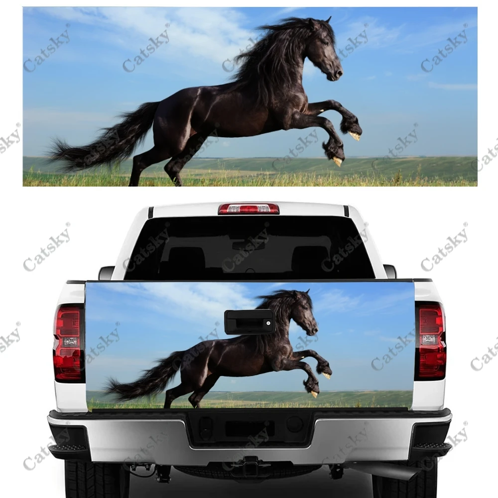 

Running Black Horse Car Tail Trunk Protect Vinly Wrap Sticker Decal Auto Hood Decoration Engine Cover for SUV Off-road Pickup