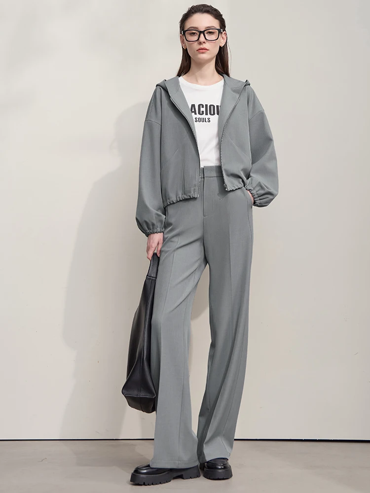 Spodnie I2025 Jesień Nowa Kolekcja Kolorowe Dojazdy Do Pracy Eleganckie Szerokie Nogawki Casualowe Profesjonalne Uniwersalne