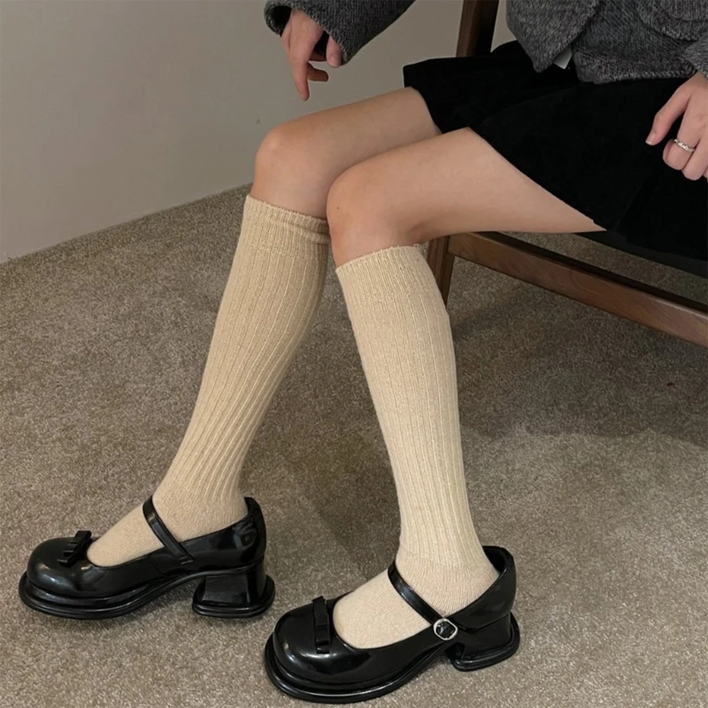 1 Pair Knee Length Stockings Princess Dress Socks Ruffle Calf Tube Frilly Socks