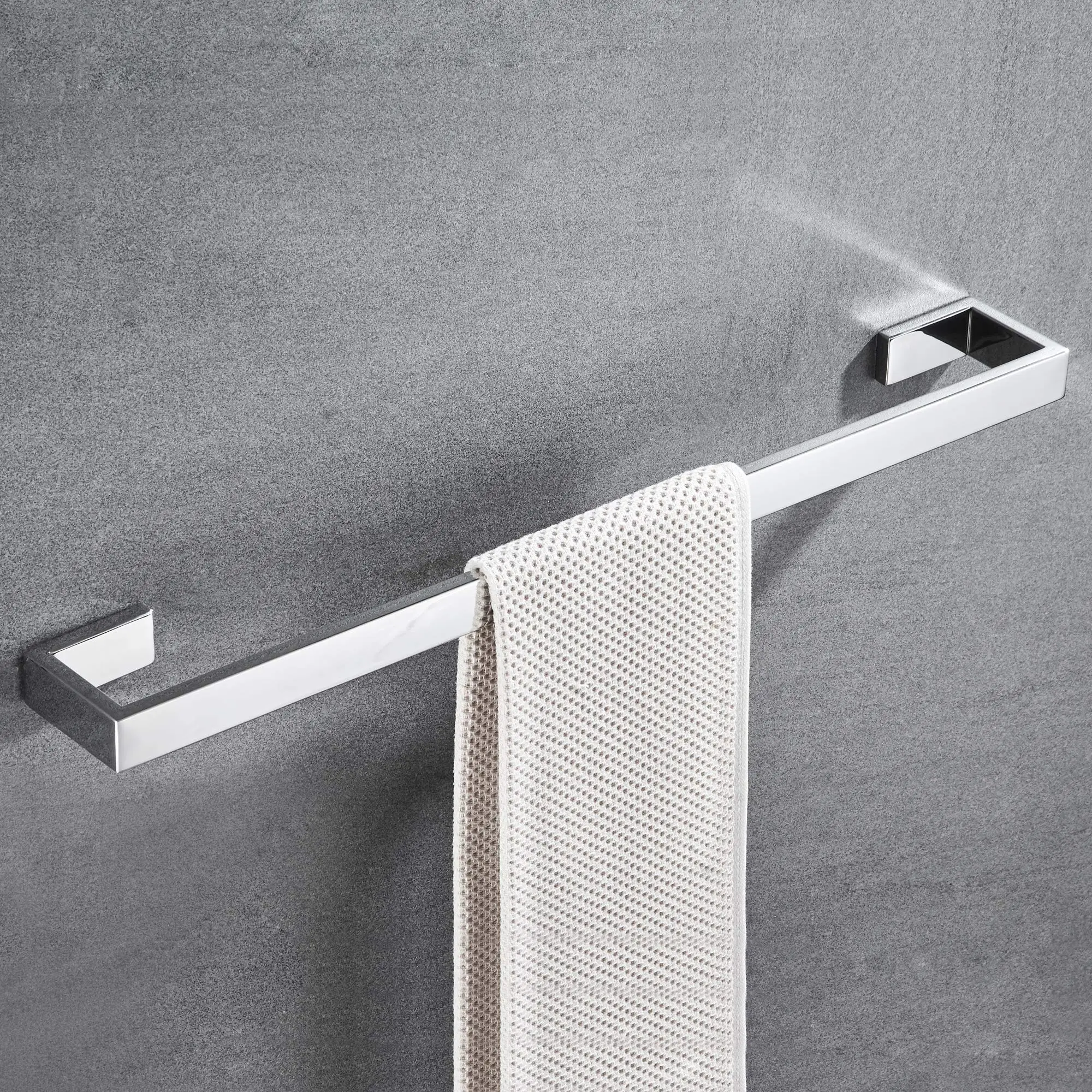 

24-Inch Polished Chrome Square Stainless Steel Wall-Mounted Towel Rack For Bathroom Hardware Accessories