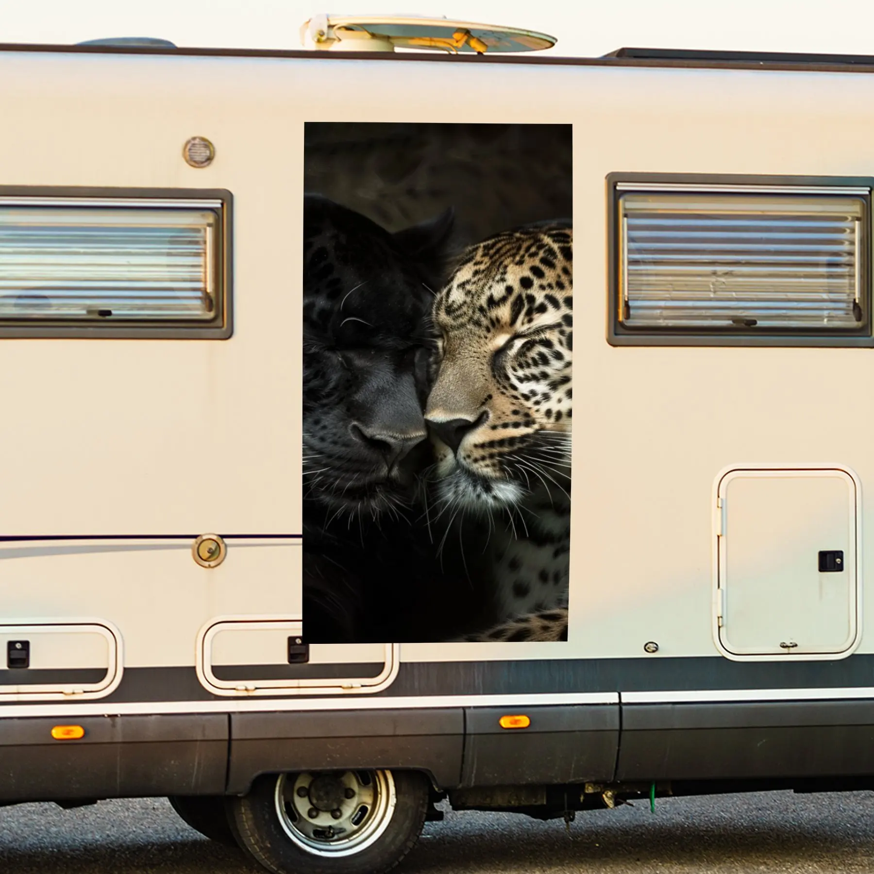 

Affectionate Panthers Pair Motorhome Car Door Sticker PVC Self Waterproof Stick, Striking Auto Exterior Accessories Decor Protec