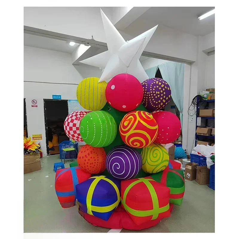 

Outdoor Decor Inflatable Christmas Gift Tree Led Light Inflatable Tree with Star on Top