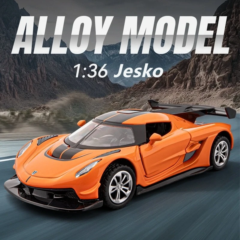 1:36 Jesko Legering Sportwagen Model Diecasts Metalen Speelgoed Auto Model Simulatie Geluid Licht & Pull Back Collectie Kids Geschenken