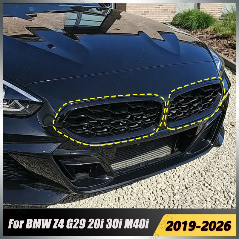 Image of Für BMW Z4 G29 20i 30i M40i 2019-2026 Doppellinien-/Komplett Schwarzer Meteor-Stil Frontstoßstangen-Nierengrill Zubehör
