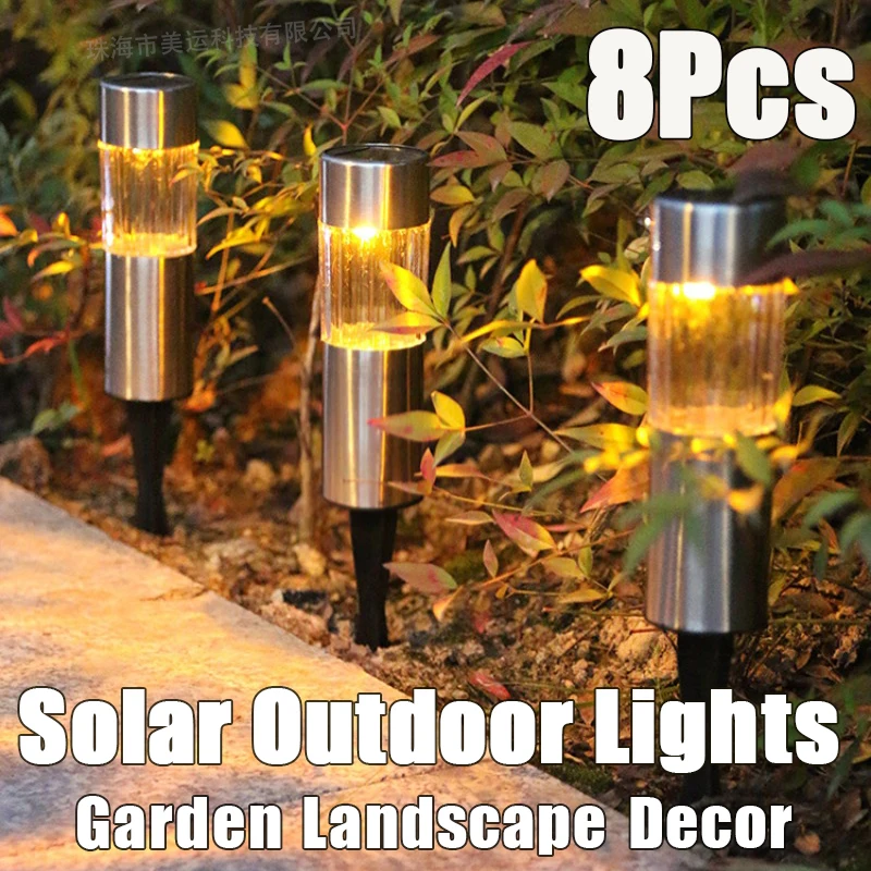 

8Pcs Outdoor Solar Powered Lawn Light Courtyard Villa Garden Yard Christmas Decoration Waterproof Floor Mounted Small Night Lamp