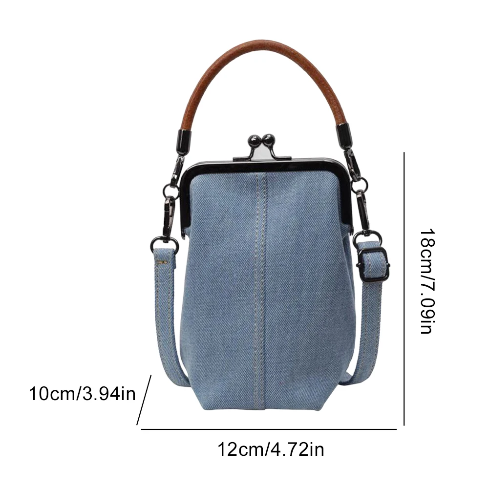 Mini bolso cruzado con correa desmontable para mujer, bandolera informal vaquera, bolso de hombro Retro, bolso de viaje para teléfono