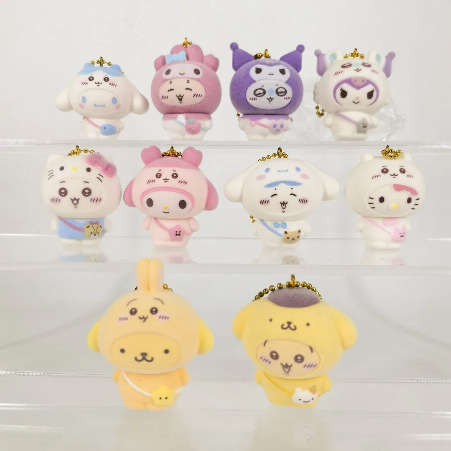 

Подлинная Sanrio Kawaii Hello Kitty My Melody Kuromi Cinnamoroll слепая коробка флокированный кулон подарок на день рождения аниме мультфильм детские игрушки