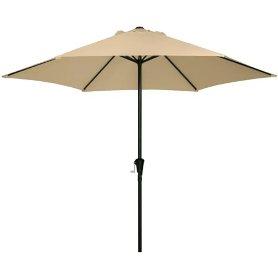 

9FT Outdoor Patio Umbrella, Market and Table Umbrella with 6 Sturdy Ribs and Crank System, Fade-resistant and Waterproof for Ga