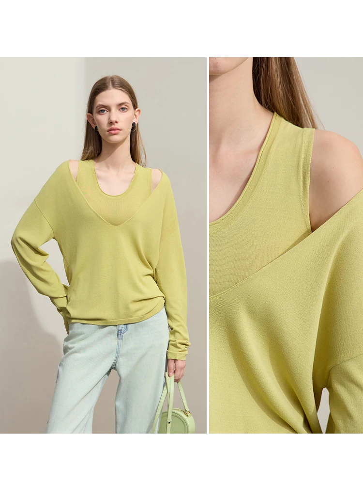 Amii Spring Knitted Vest Solid Color Casual Tank Top Women Sweater 2025 Fashion Lazy Loose Versatile U-Neck Camisole 12541115