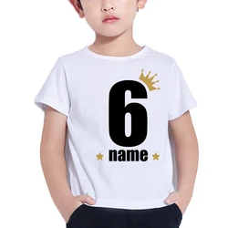 Kids T-Shirt Personalised Birthday Number NAME Crown Boys T Shirt Girl Clothing Birthday Party Shirt Children Tees Baby Clothes