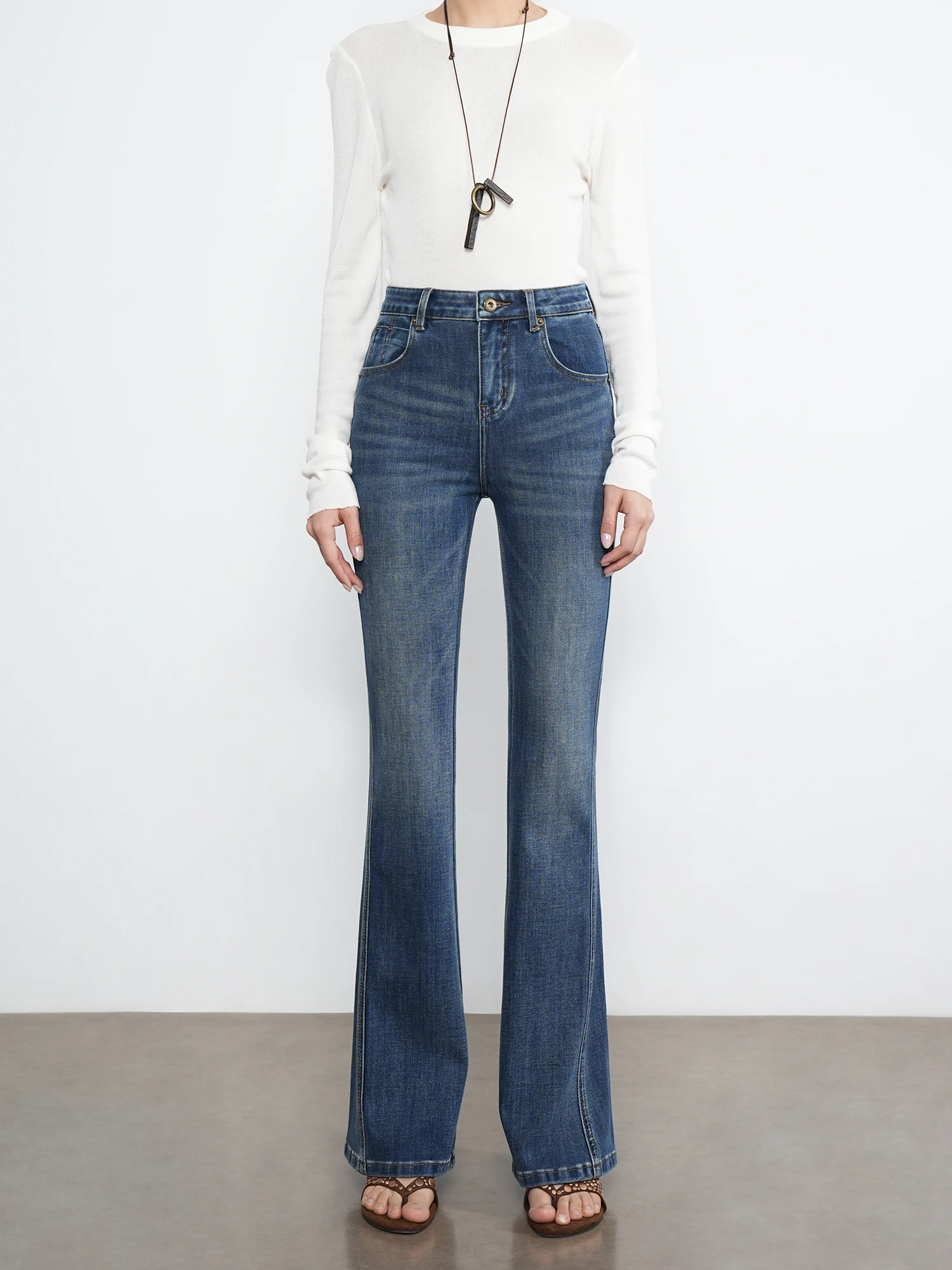

Slim Fit High Waist Bell Bot Jeans Women's Four Way Stretch Side S Line Front ift Slimming Jeans Ele Sle Cotton