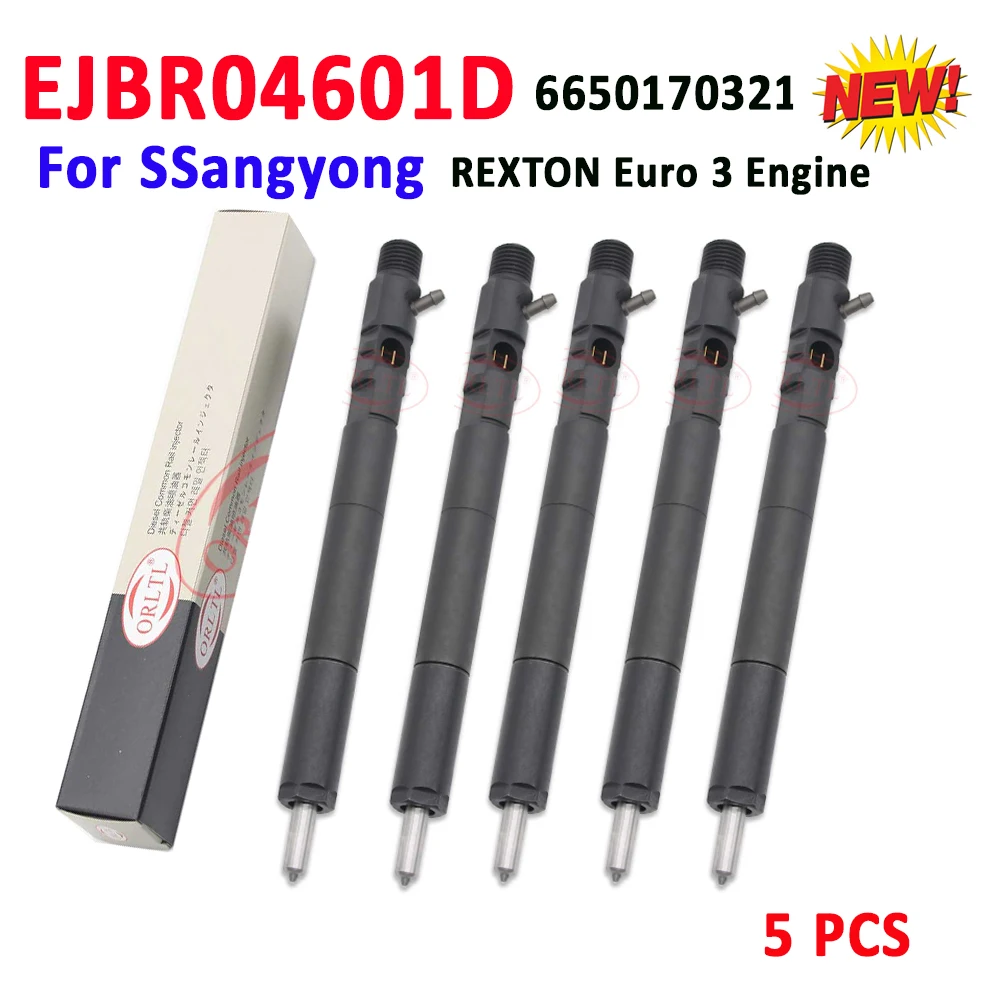 New Fuel Injector EJBR04601D For Delphi Diesel Injector R04601D A 6650170321 A 6650170121 ORLTL 5PCS/Lot For SSANGYONG Euro 3