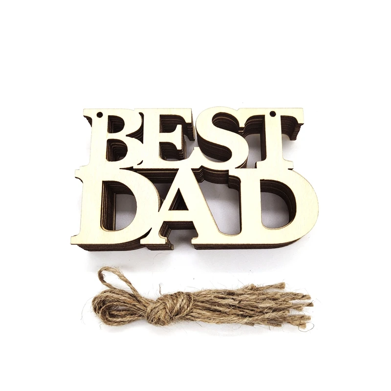 

20Pcs Wood Cutouts Gift Tags Wooden Ornaments For Father's Day, Dad's Birthday Party Decorations