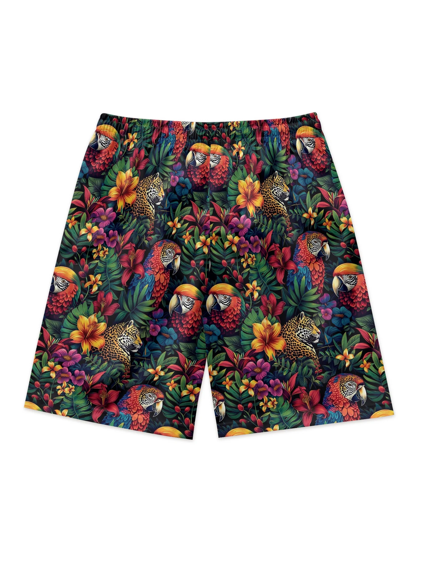 Men's Casual All Over Printing Beach Short Pants Drawstring Elastic Waist Shorts For Men Abstract Print