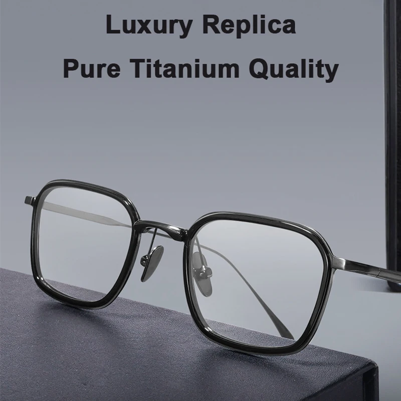 Japan Luxury Brand Replica Pure Titanium + Acetate Ring Business Eyeglasses Frame Men Women Ultra-Light Classic Glasses